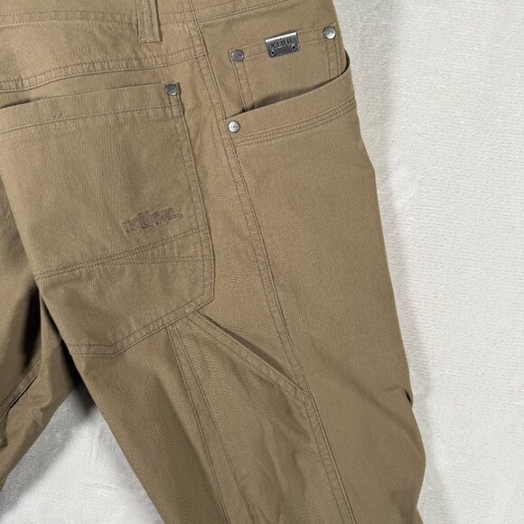 Kuhl Revolvr Hiking Pants Men Size 34x34 Vintage Patina Dye Snap Closure Beige - Picture 13 of 13